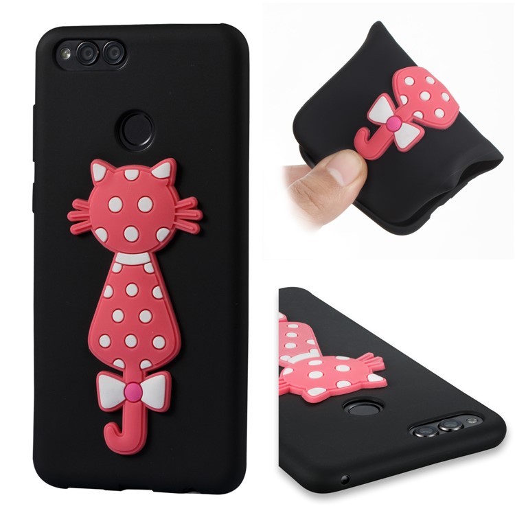 Adorable 3D Cat Pattern TPU Case for Huawei Honor 7X - Black-1