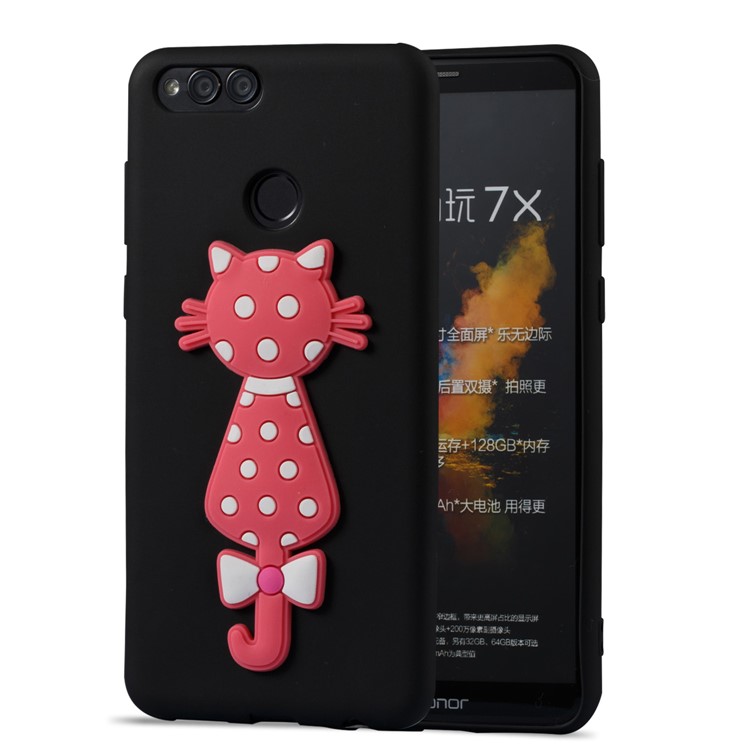 Adorable 3D Cat Pattern TPU Case for Huawei Honor 7X - Black-2