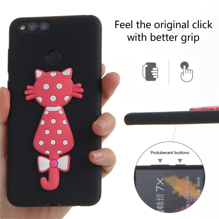 Adorable 3D Cat Pattern TPU Case for Huawei Honor 7X - Black-4