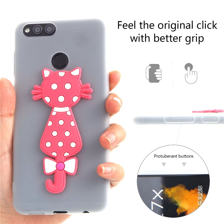 Adorable 3D Cat Pattern TPU Cover for Huawei Honor 7X - White-4