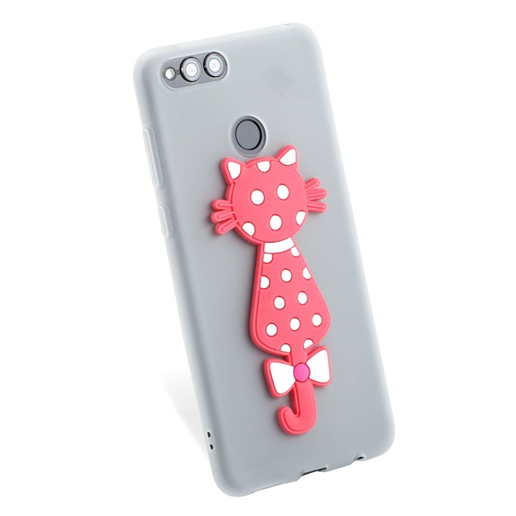 Adorable 3D Cat Pattern TPU Cover for Huawei Honor 7X - White-5