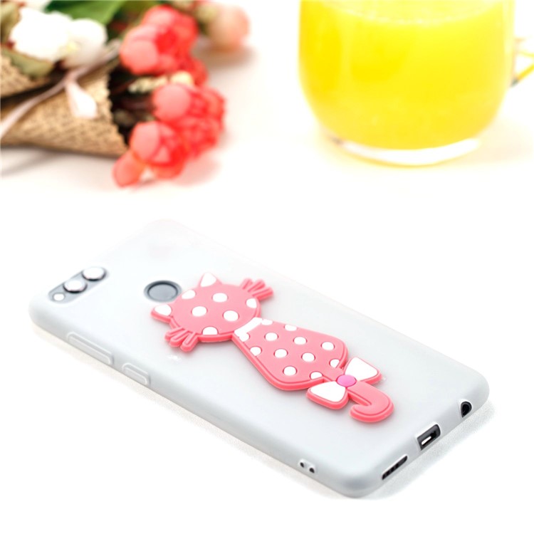 Adorable 3D Cat Pattern TPU Cover for Huawei Honor 7X - White-6