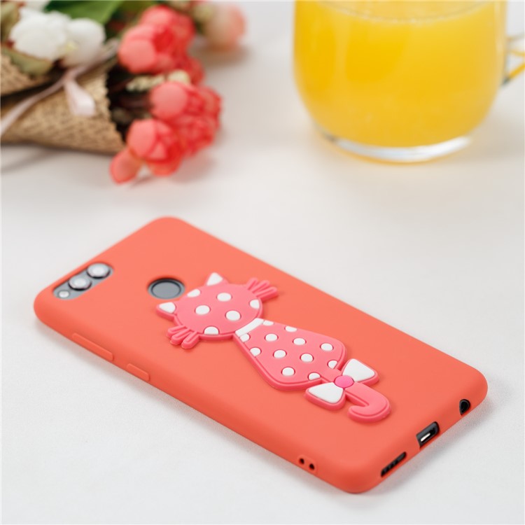 Adorable 3D Cat Pattern TPU Cellphone Protective Thin Cover Accessory for Huawei Honor 7X - Red-6