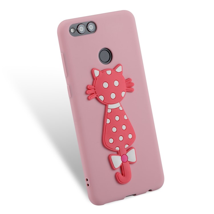 For Huawei Honor 7X Adorable 3D Cat Pattern Soft TPU Back Casing - Pink-3