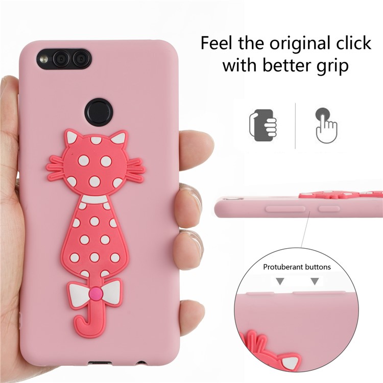 For Huawei Honor 7X Adorable 3D Cat Pattern Soft TPU Back Casing - Pink-5
