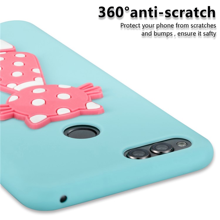 For Huawei Honor 7X Adorable 3D Cat Pattern TPU Back Protective Cover Case - Cyan-3