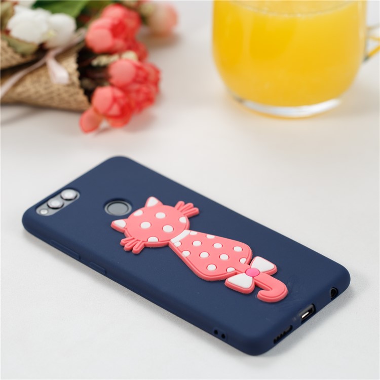 For Huawei Honor 7X Adorable 3D Cat Pattern Soft TPU Accessory Case - DarK Blue-4