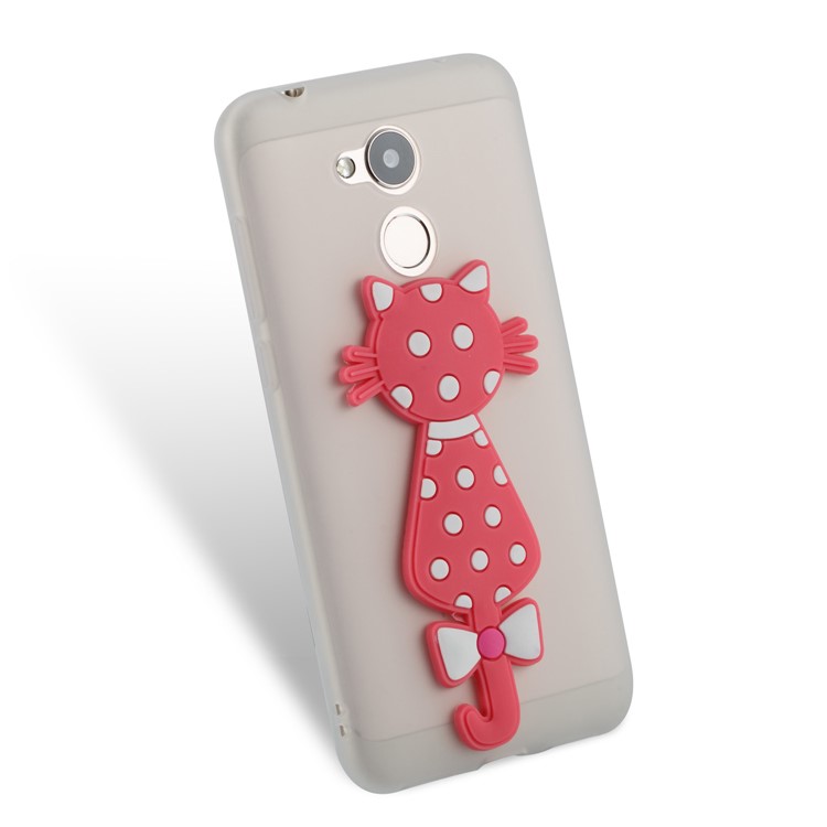 Adorable 3D Cat Pattern TPU Cover for Huawei Honor 6A / 5C pro - White-3