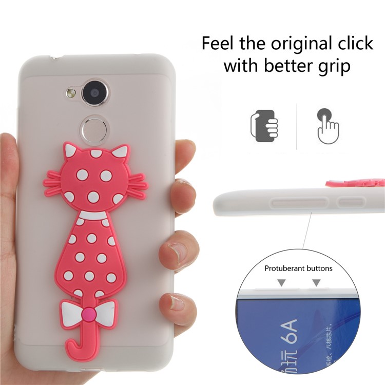 Adorable 3D Cat Pattern TPU Cover for Huawei Honor 6A / 5C pro - White-6