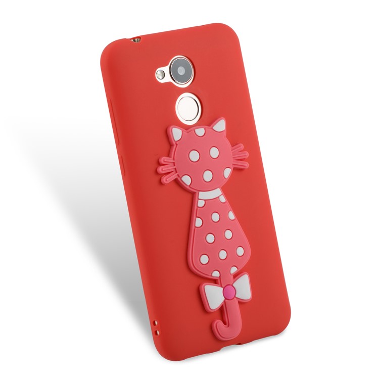 Adorable 3D Cat Pattern TPU Shell for Huawei Honor 6A / 5C pro - Red-3