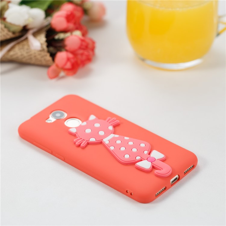 Adorable 3D Cat Pattern TPU Shell for Huawei Honor 6A / 5C pro - Red-4