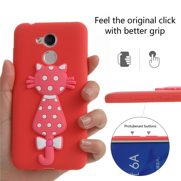Adorable 3D Cat Pattern TPU Shell for Huawei Honor 6A / 5C pro - Red-6