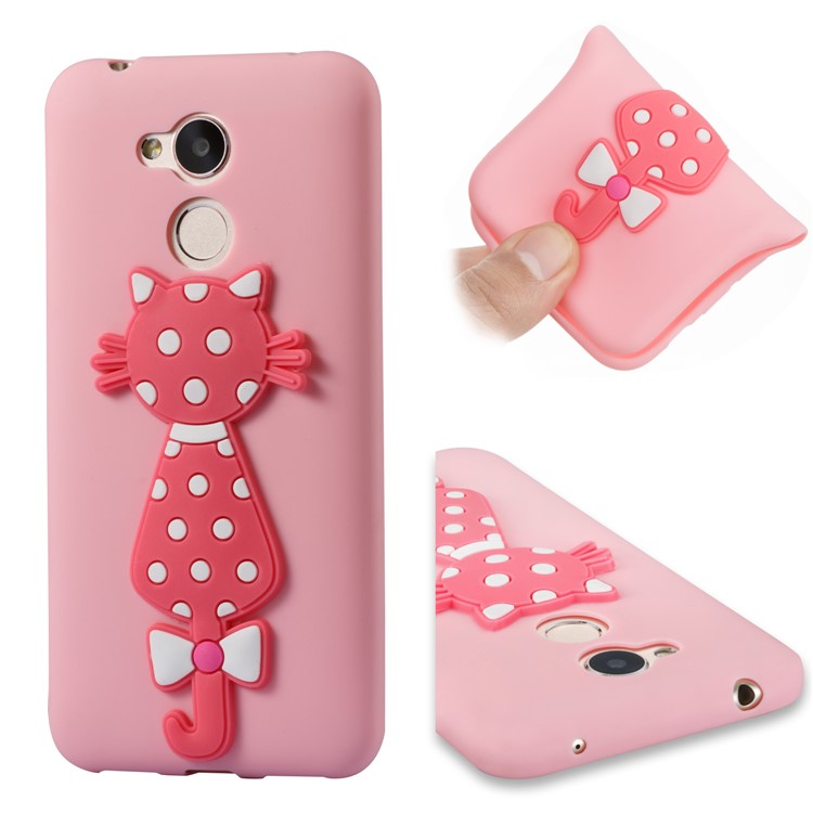 Adorable 3D Cat Pattern TPU Back Phone Case for Huawei Honor 6A / 5C pro - Pink-1