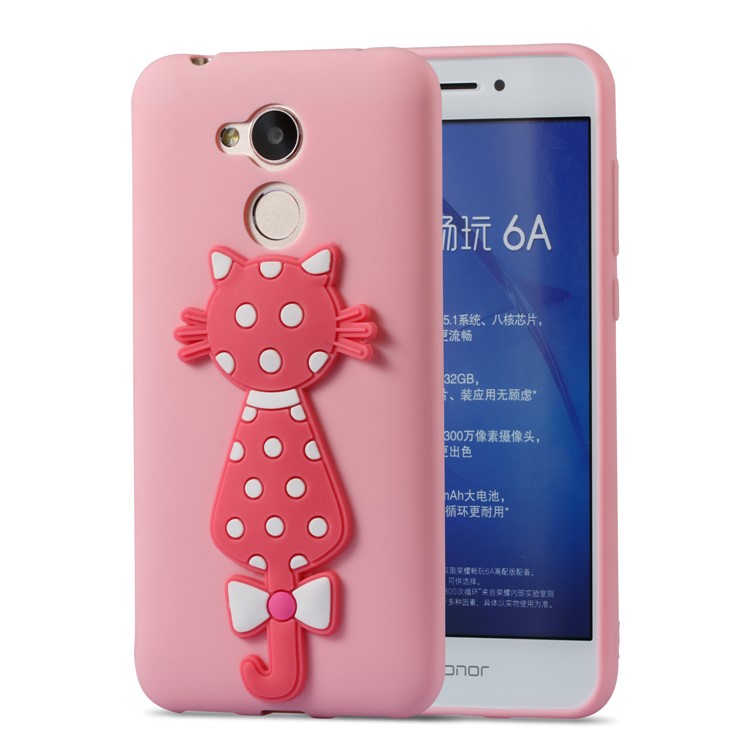 Adorable 3D Cat Pattern TPU Back Phone Case for Huawei Honor 6A / 5C pro - Pink-2