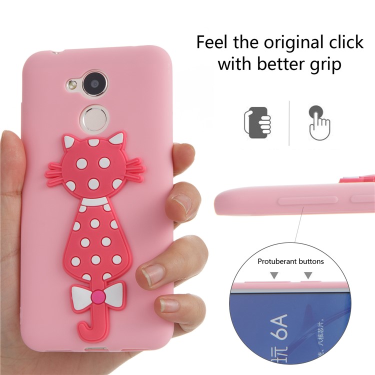 Adorable 3D Cat Pattern TPU Back Phone Case for Huawei Honor 6A / 5C pro - Pink-6