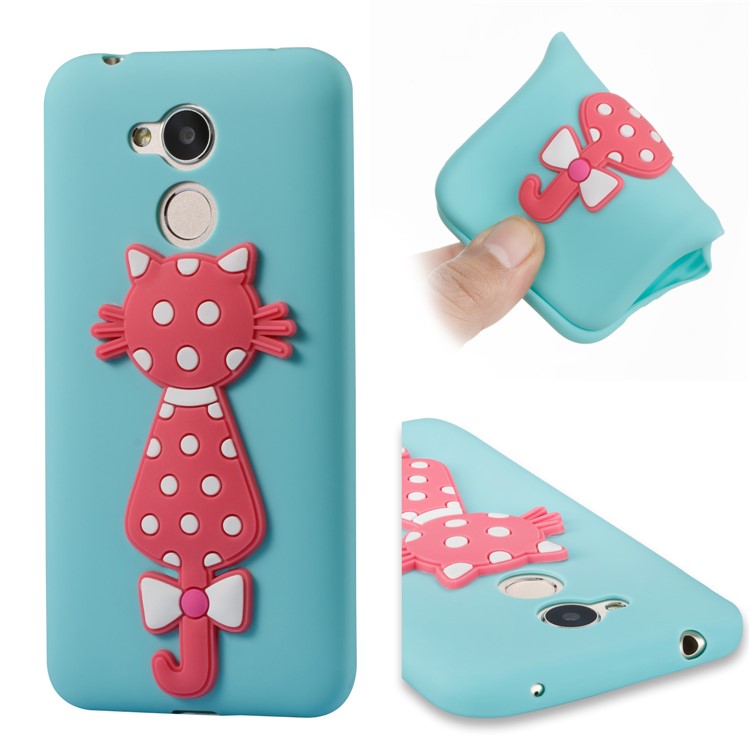 Adorable 3D Cat Pattern TPU Back Phone Cover for Huawei Honor 6A / 5C pro - Baby Blue-1