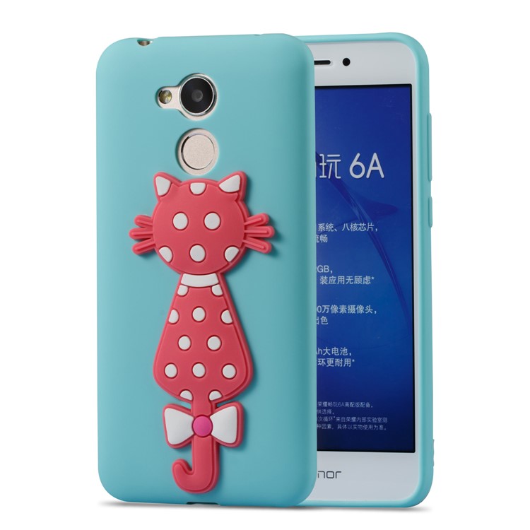 Adorable 3D Cat Pattern TPU Back Phone Cover for Huawei Honor 6A / 5C pro - Baby Blue-2