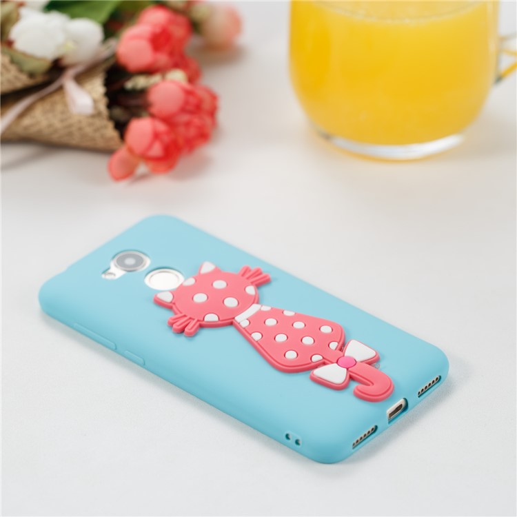 Adorable 3D Cat Pattern TPU Back Phone Cover for Huawei Honor 6A / 5C pro - Baby Blue-4