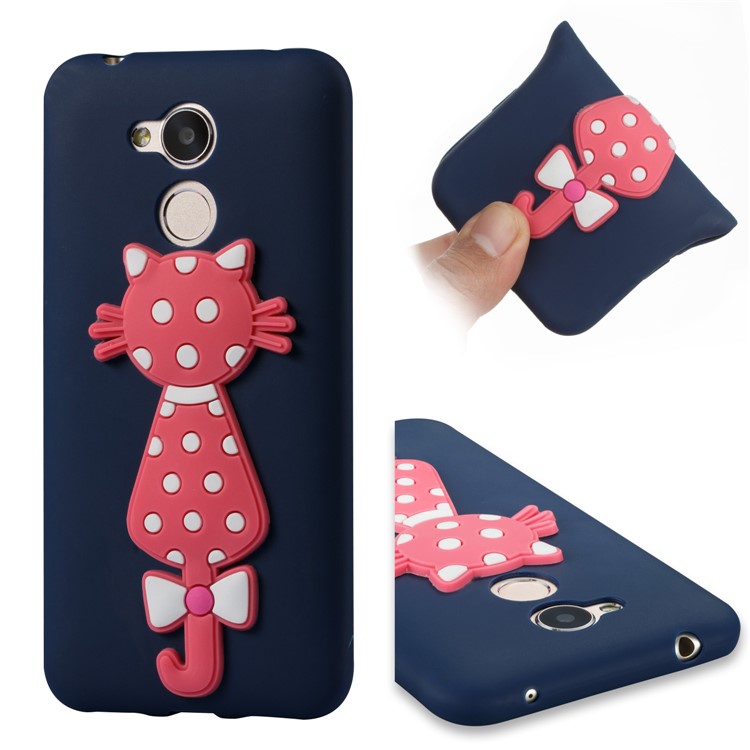 Adorable 3D Cat Pattern TPU Back Phone Shell for Huawei Honor 6A / 5C pro - Dark Blue-1