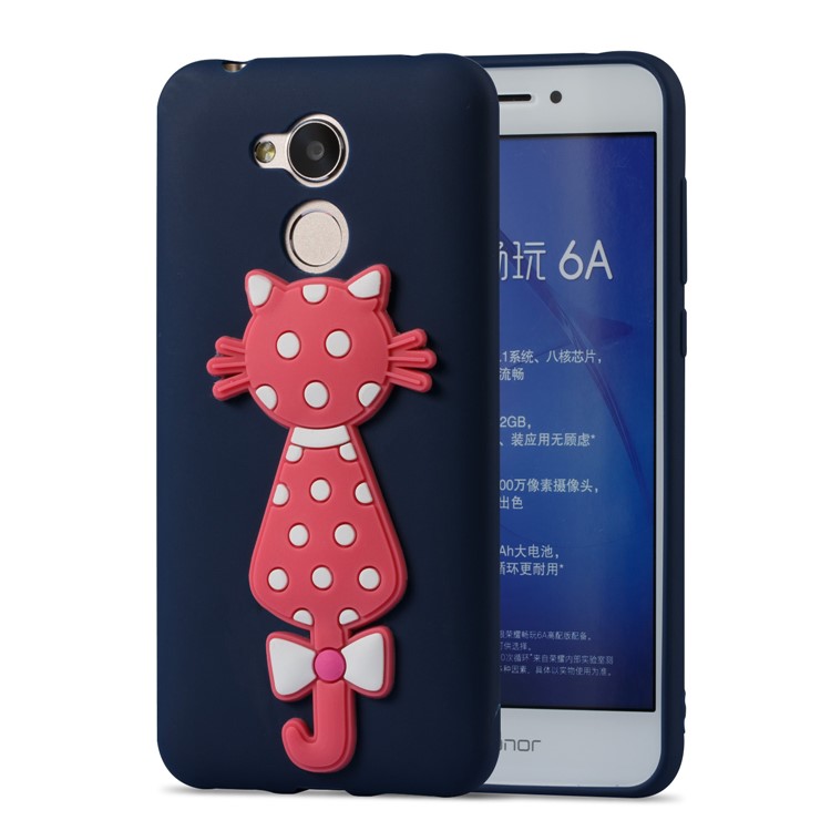 Adorable 3D Cat Pattern TPU Back Phone Shell for Huawei Honor 6A / 5C pro - Dark Blue-2