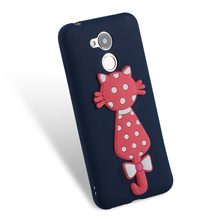 Adorable 3D Cat Pattern TPU Back Phone Shell for Huawei Honor 6A / 5C pro - Dark Blue-3