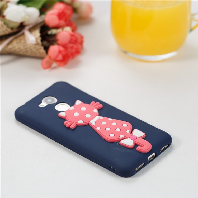 Adorable 3D Cat Pattern TPU Back Phone Shell for Huawei Honor 6A / 5C pro - Dark Blue-4