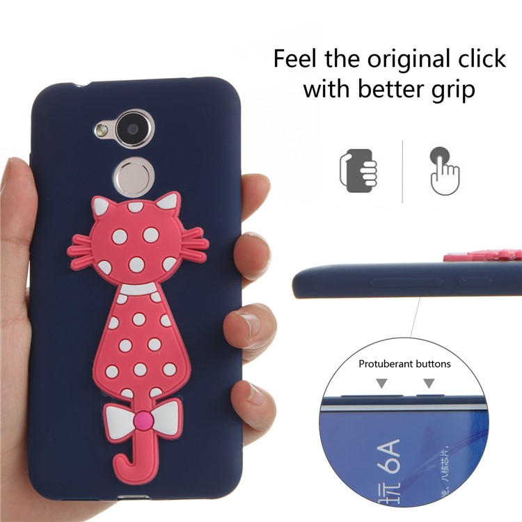 Adorable 3D Cat Pattern TPU Back Phone Shell for Huawei Honor 6A / 5C pro - Dark Blue-6