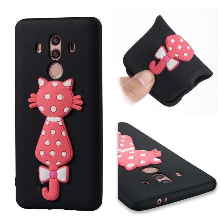 Adorable 3D Cat Pattern TPU Back Case for Huawei Mate 10 Pro - Black-1