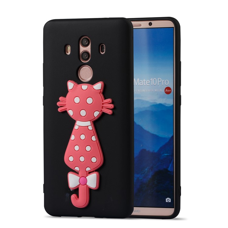 Adorable 3D Cat Pattern TPU Back Case for Huawei Mate 10 Pro - Black-2
