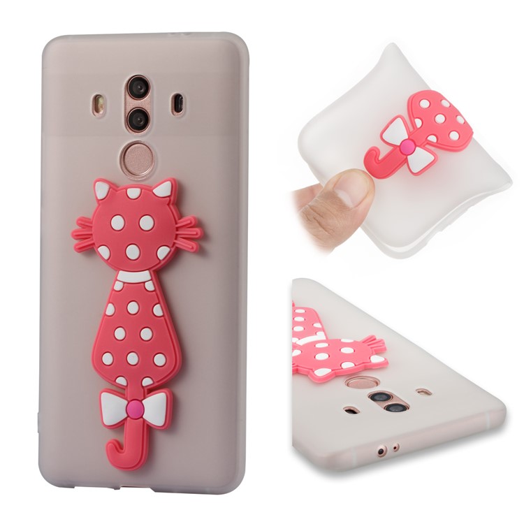 Adorable 3D Cat Pattern TPU Back Cover for Huawei Mate 10 Pro - White-1
