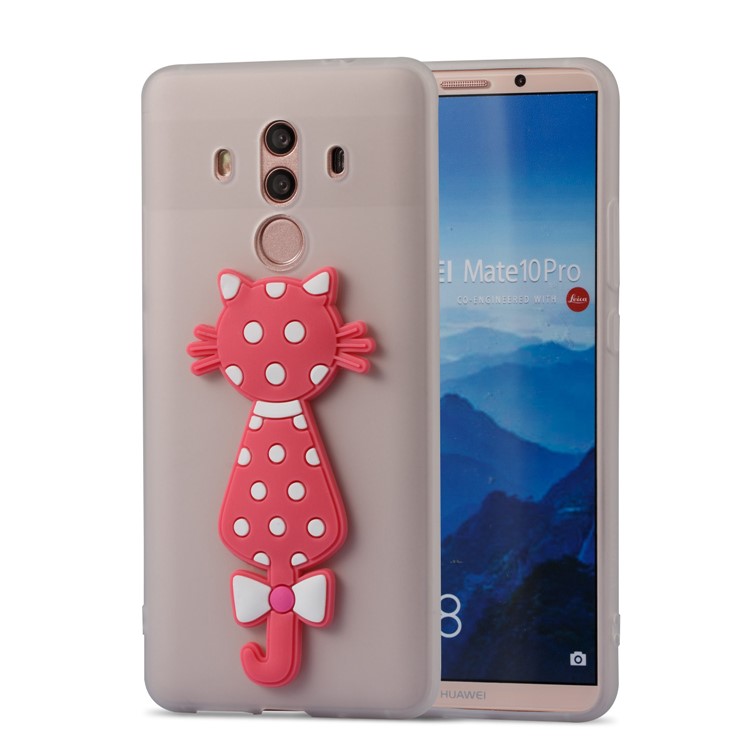 Adorable 3D Cat Pattern TPU Back Cover for Huawei Mate 10 Pro - White-2