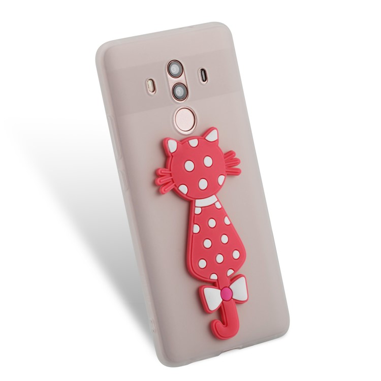 Adorable 3D Cat Pattern TPU Back Cover for Huawei Mate 10 Pro - White-3