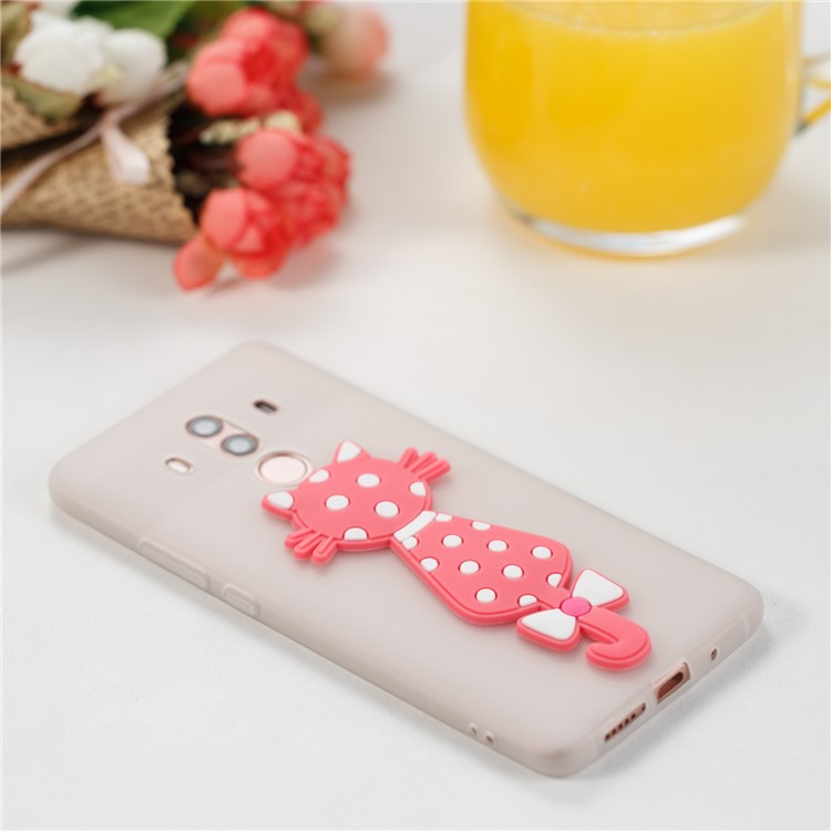 Adorable 3D Cat Pattern TPU Back Cover for Huawei Mate 10 Pro - White-4