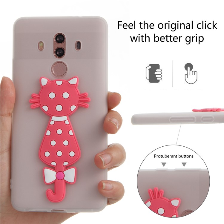 Adorable 3D Cat Pattern TPU Back Cover for Huawei Mate 10 Pro - White-6
