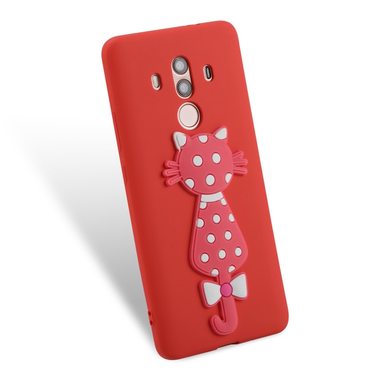 Adorable 3D Cat Pattern TPU Back Shell for Huawei Mate 10 Pro - Red-3