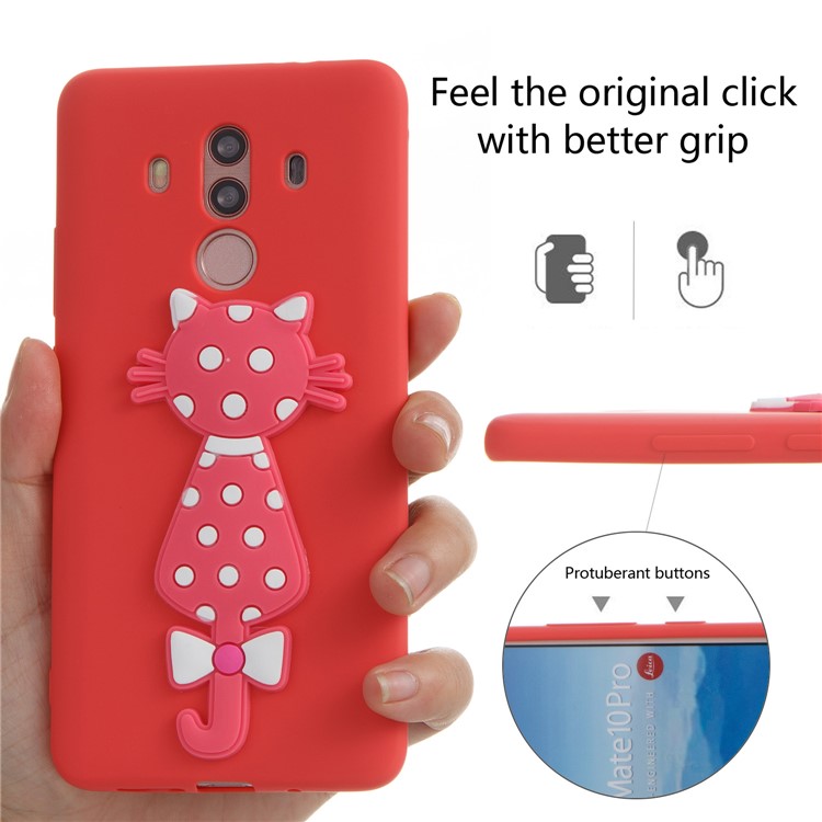 Adorable 3D Cat Pattern TPU Back Shell for Huawei Mate 10 Pro - Red-6