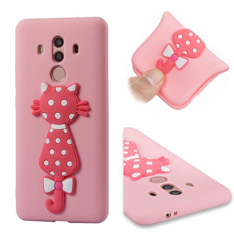 Adorable 3D Cat Pattern Flexible TPU Phone Case for Huawei Mate 10 Pro - Pink-1