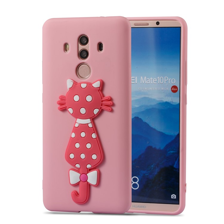 Adorable 3D Cat Pattern Flexible TPU Phone Case for Huawei Mate 10 Pro - Pink-2