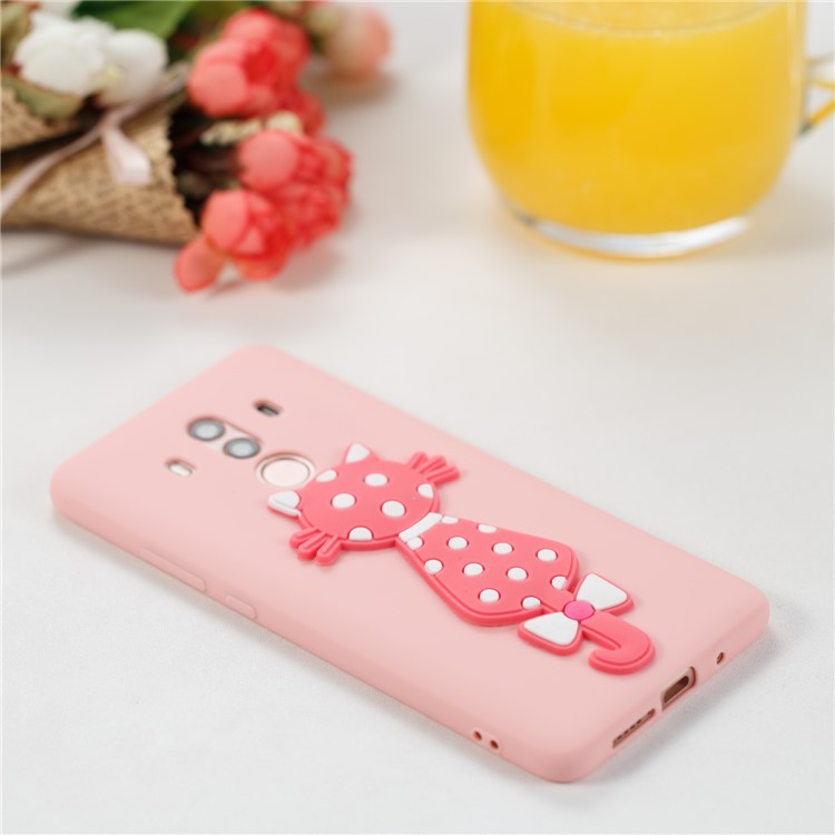 Adorable 3D Cat Pattern Flexible TPU Phone Case for Huawei Mate 10 Pro - Pink-4
