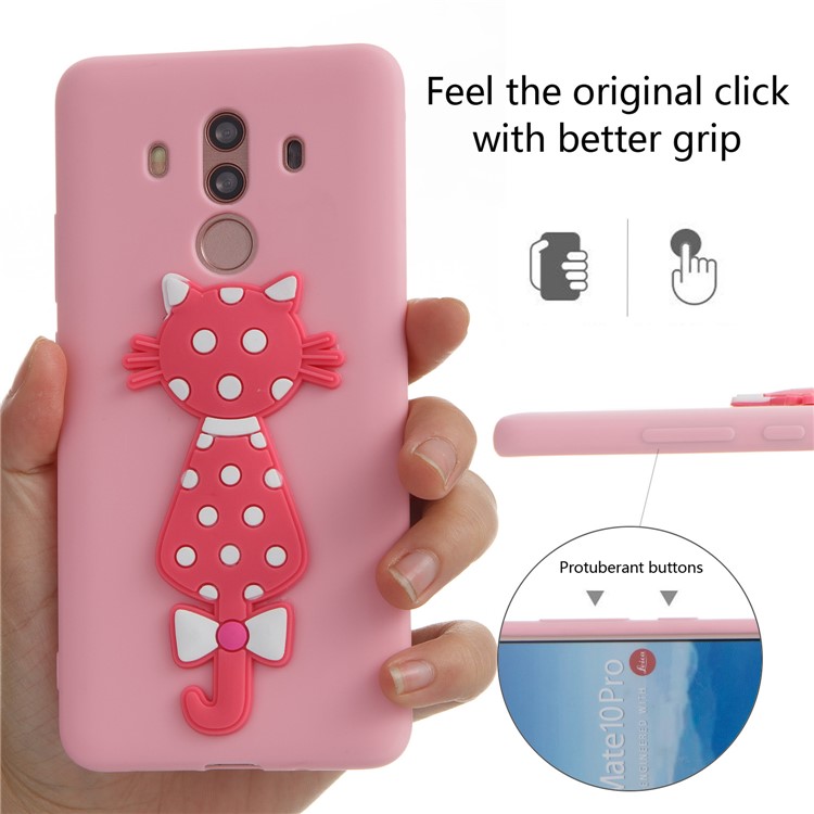 Adorable 3D Cat Pattern Flexible TPU Phone Case for Huawei Mate 10 Pro - Pink-6