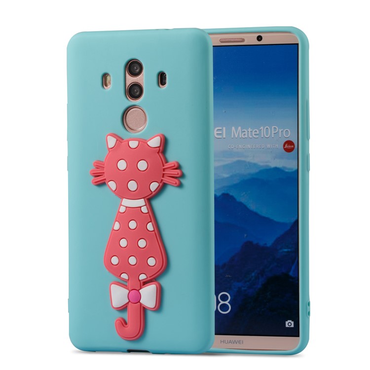 Adorable 3D Cat Pattern Flexible TPU Phone Cover for Huawei Mate 10 Pro - Baby Blue-2