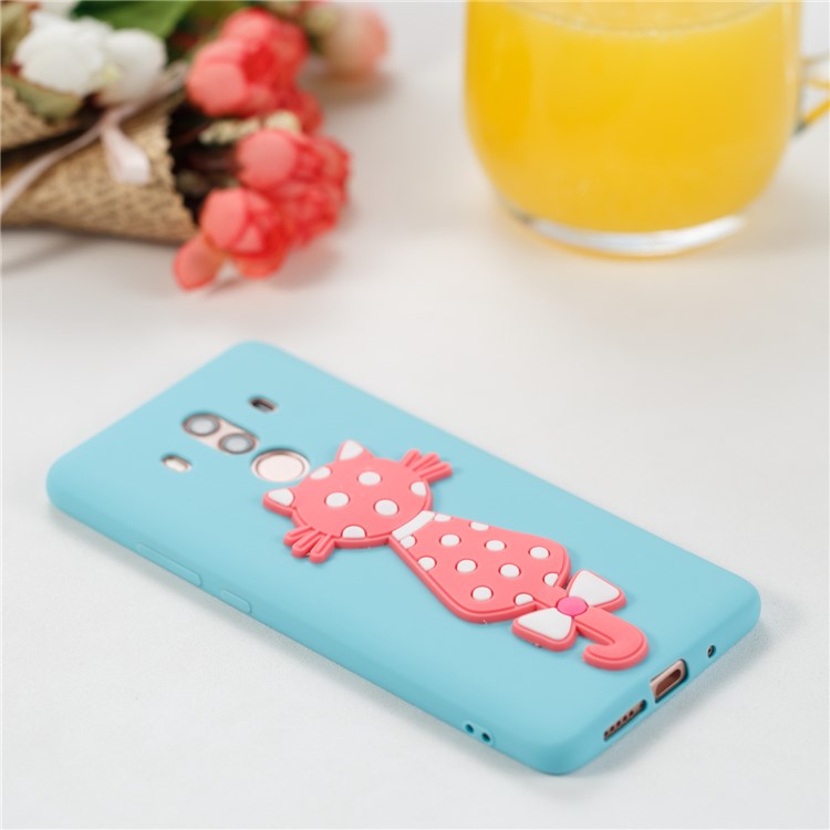 Adorable 3D Cat Pattern Flexible TPU Phone Cover for Huawei Mate 10 Pro - Baby Blue-4