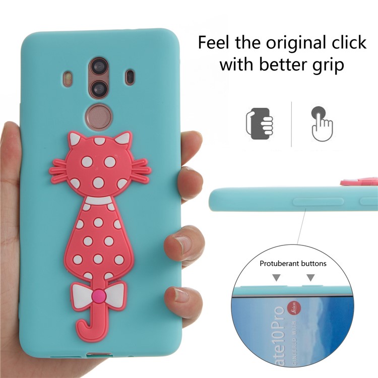 Adorable 3D Cat Pattern Flexible TPU Phone Cover for Huawei Mate 10 Pro - Baby Blue-6