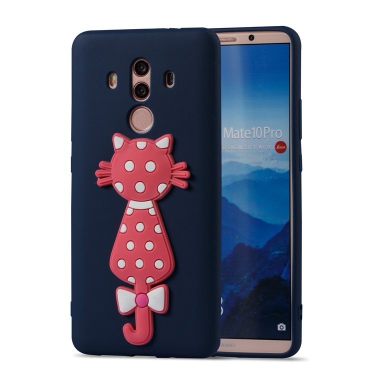 Adorable 3D Cat Pattern Flexible TPU Phone Shell for Huawei Mate 10 Pro - Dark Blue-2