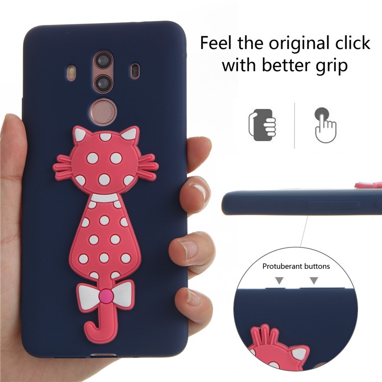 Adorable 3D Cat Pattern Flexible TPU Phone Shell for Huawei Mate 10 Pro - Dark Blue-4