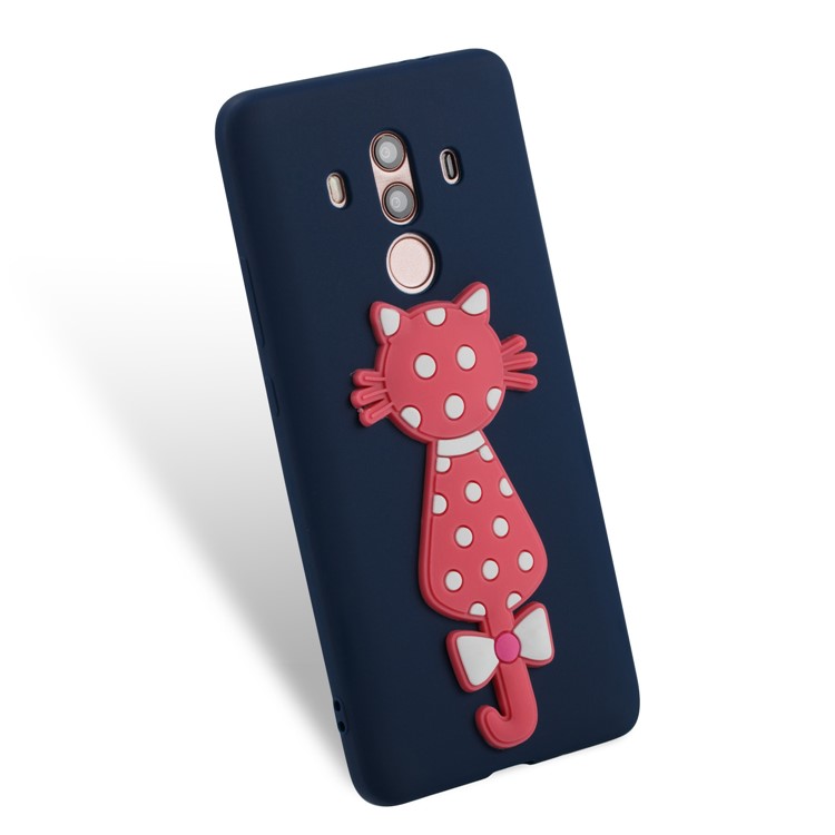 Adorable 3D Cat Pattern Flexible TPU Phone Shell for Huawei Mate 10 Pro - Dark Blue-5