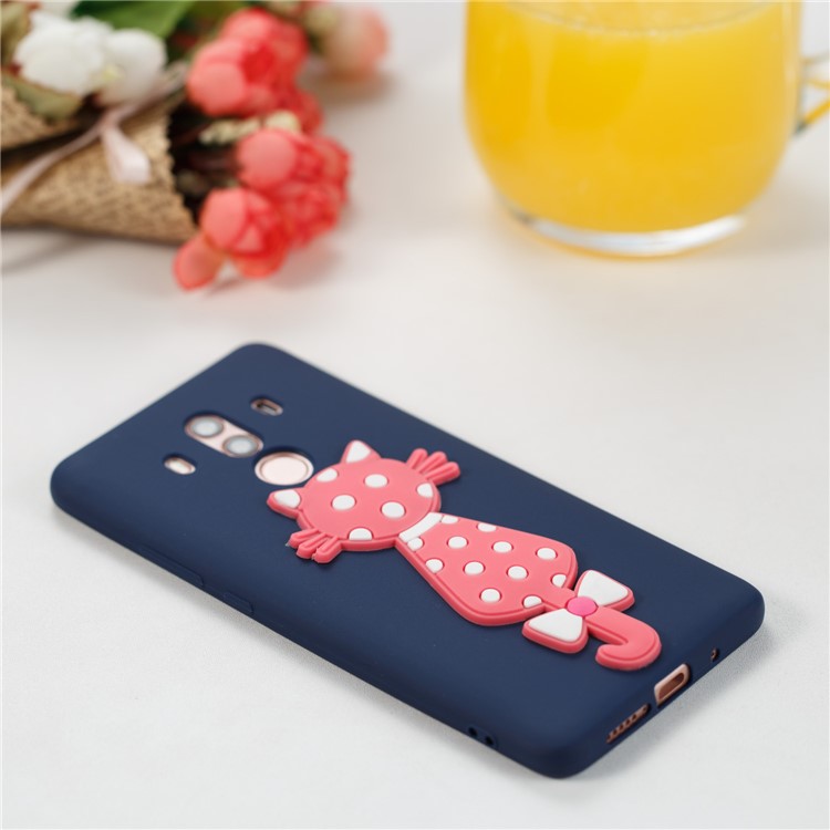Adorable 3D Cat Pattern Flexible TPU Phone Shell for Huawei Mate 10 Pro - Dark Blue-6
