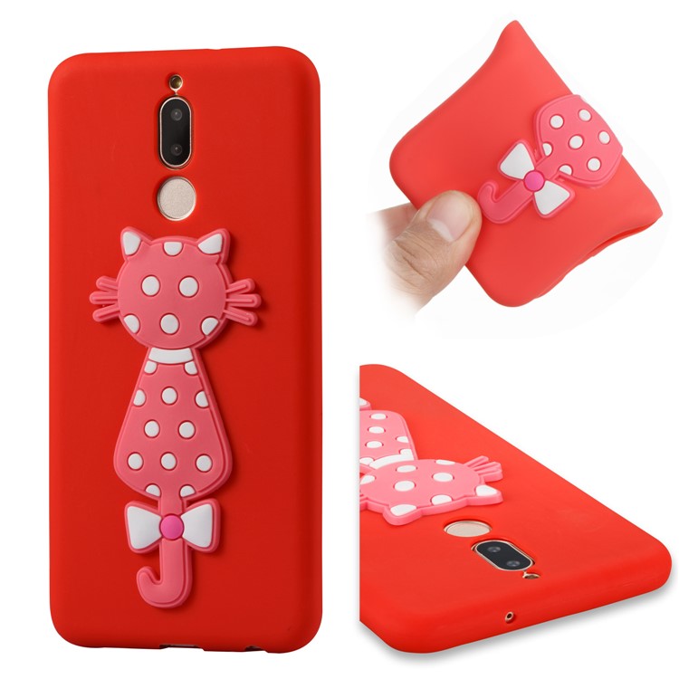 Adorable 3D Cat Pattern TPU Shell for Huawei Mate 10 Lite/nova 2i/Maimang 6/Honor 9i (India) - Red-1