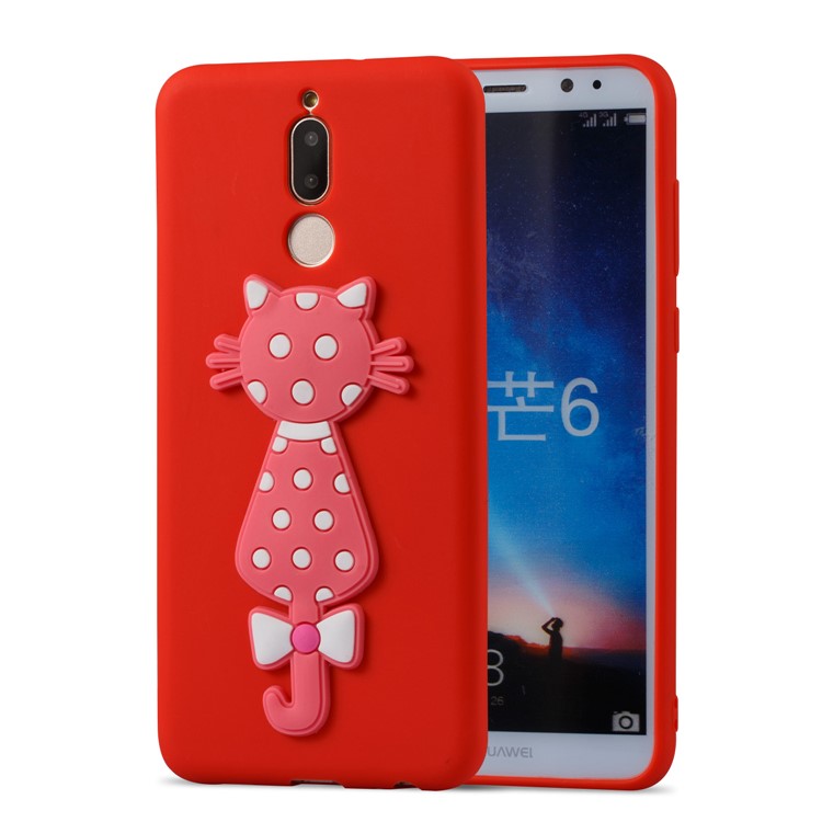 Adorable 3D Cat Pattern TPU Shell for Huawei Mate 10 Lite/nova 2i/Maimang 6/Honor 9i (India) - Red-2