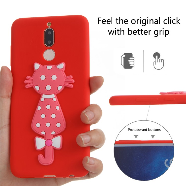 Adorable 3D Cat Pattern TPU Shell for Huawei Mate 10 Lite/nova 2i/Maimang 6/Honor 9i (India) - Red-6